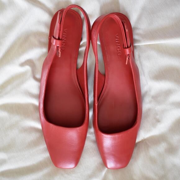 VINCE Vida Slingback Square Toe Leather Flats 6.5 - Picture 1 of 7